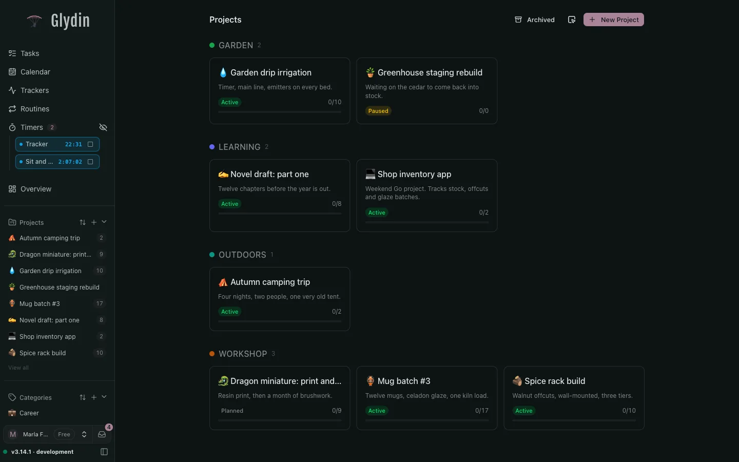 Glydin Projects on desktop
