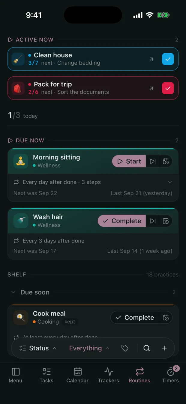 Glydin routines on a phone