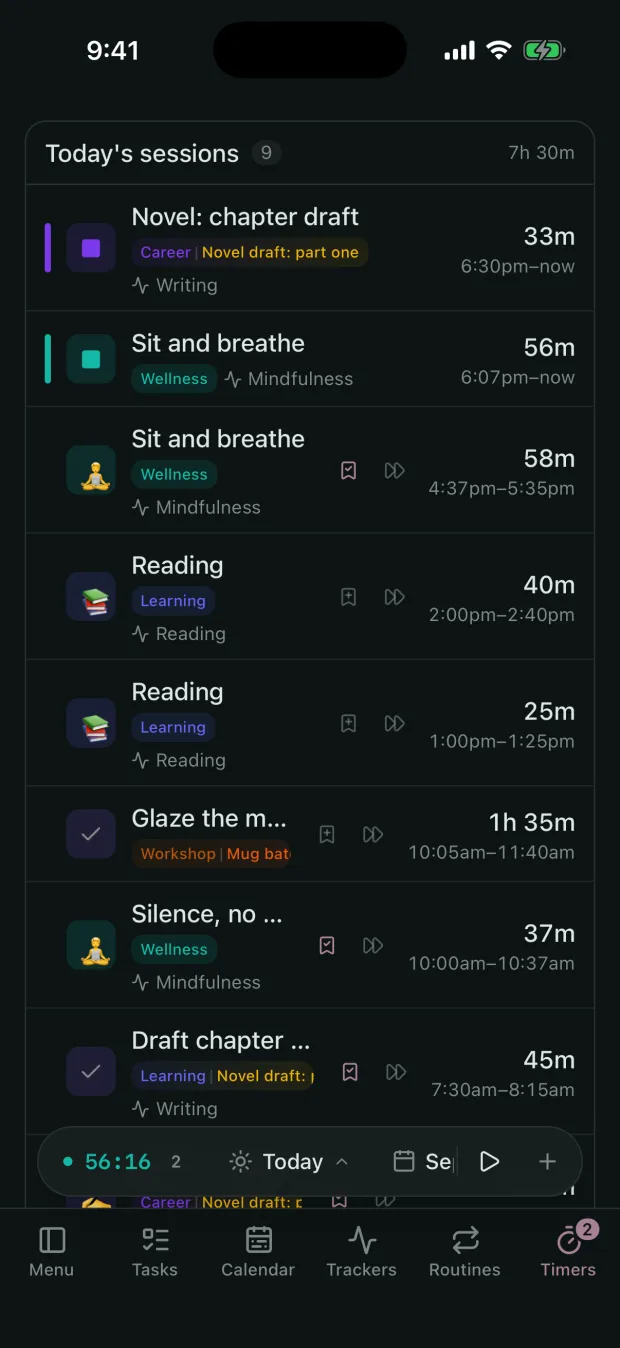 The same weekly timeline on a phone