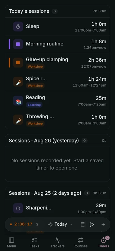 Running timers on a phone