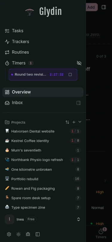 The navigation menu sheet on a phone
