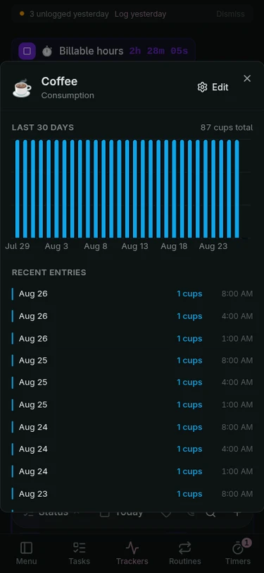 A task detail bottom sheet on a phone