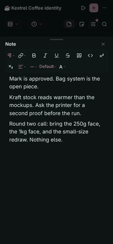 Glydin notes on a phone with the bottom tab bar