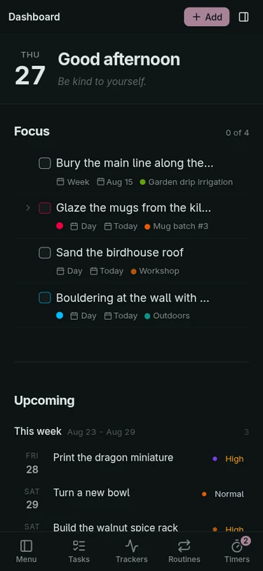 The Glydin overview screen on a phone